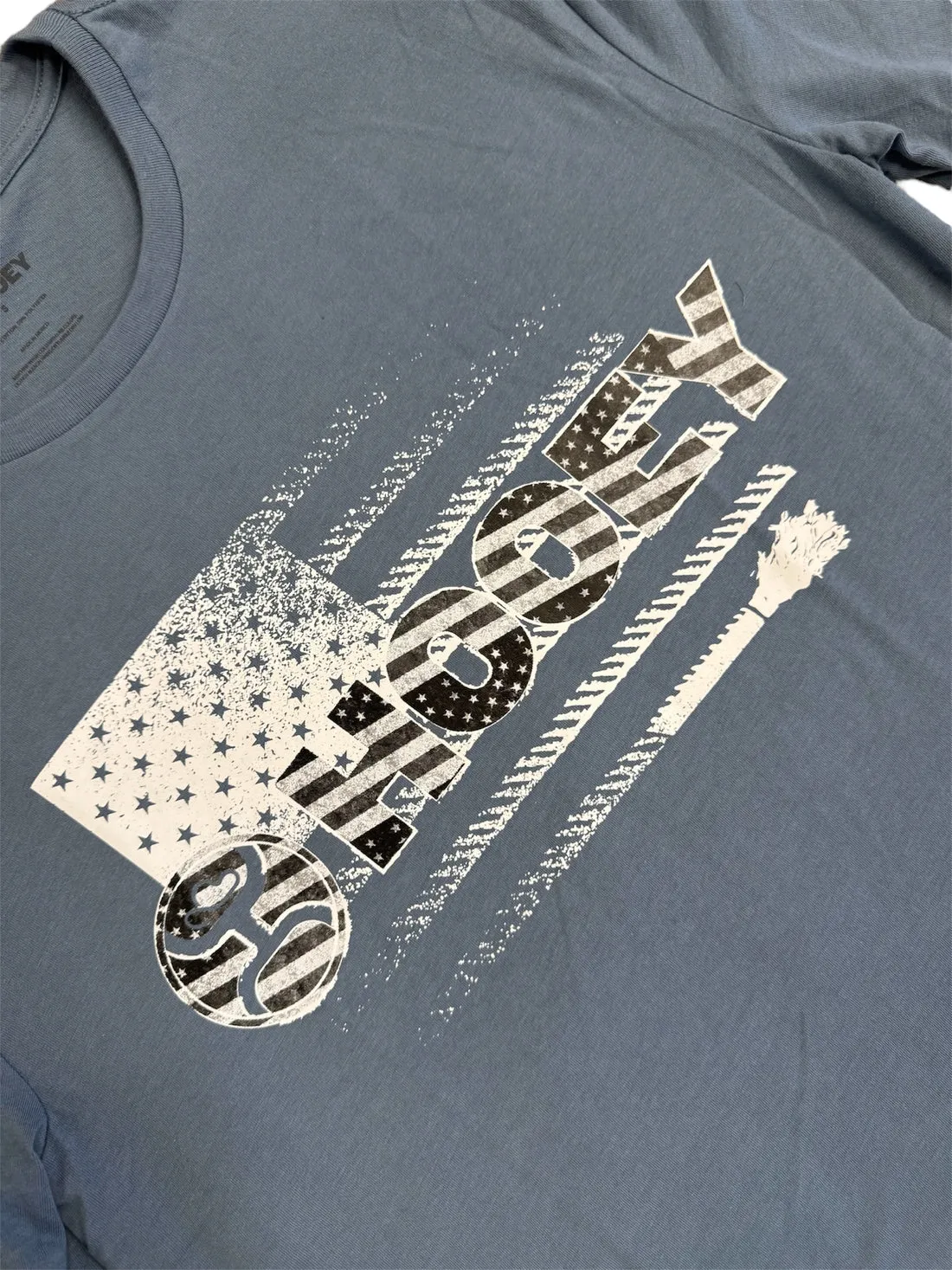 windproof Smooth Finish Hooey Men's Ol' Glory Flag Graphic Tee in Dark Denim