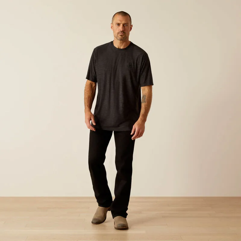 Ariat Men's Vertical Gradient Charger Logo T-Shirt in Black Heather Comfort Fit Design