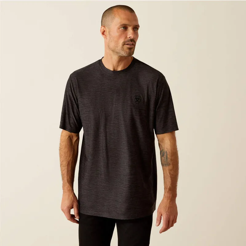 Perfect Layer Wear Cool Design Ariat Men's Vertical Gradient Charger Logo T-Shirt in Black Heather