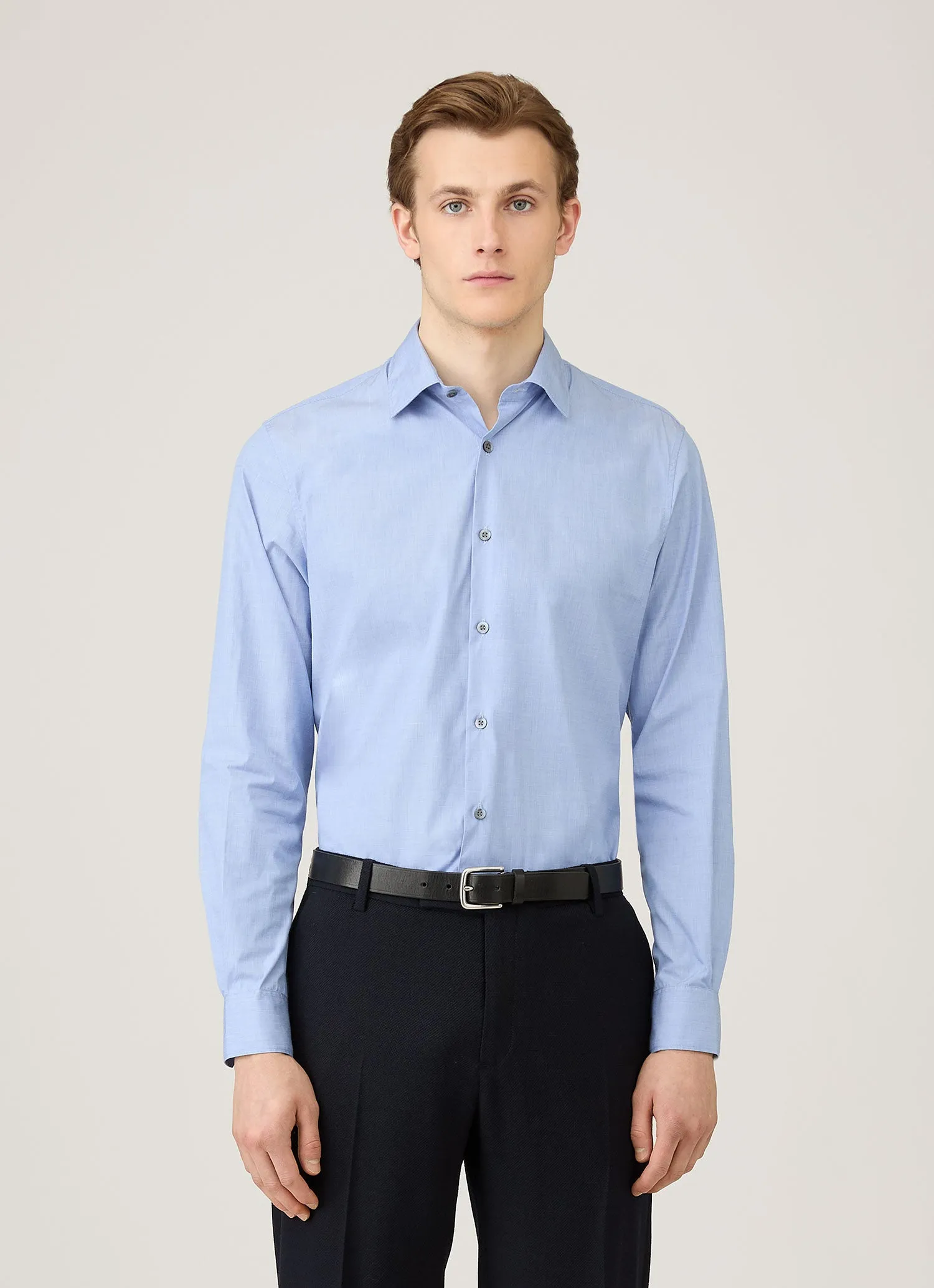 Seasonal Outfit SeamlessConstruction Men's Cotton Stretch Shirt in Dark Blue