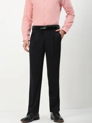 TaperedLeg High-waisted fit Men's Black Solid Formal Trousers