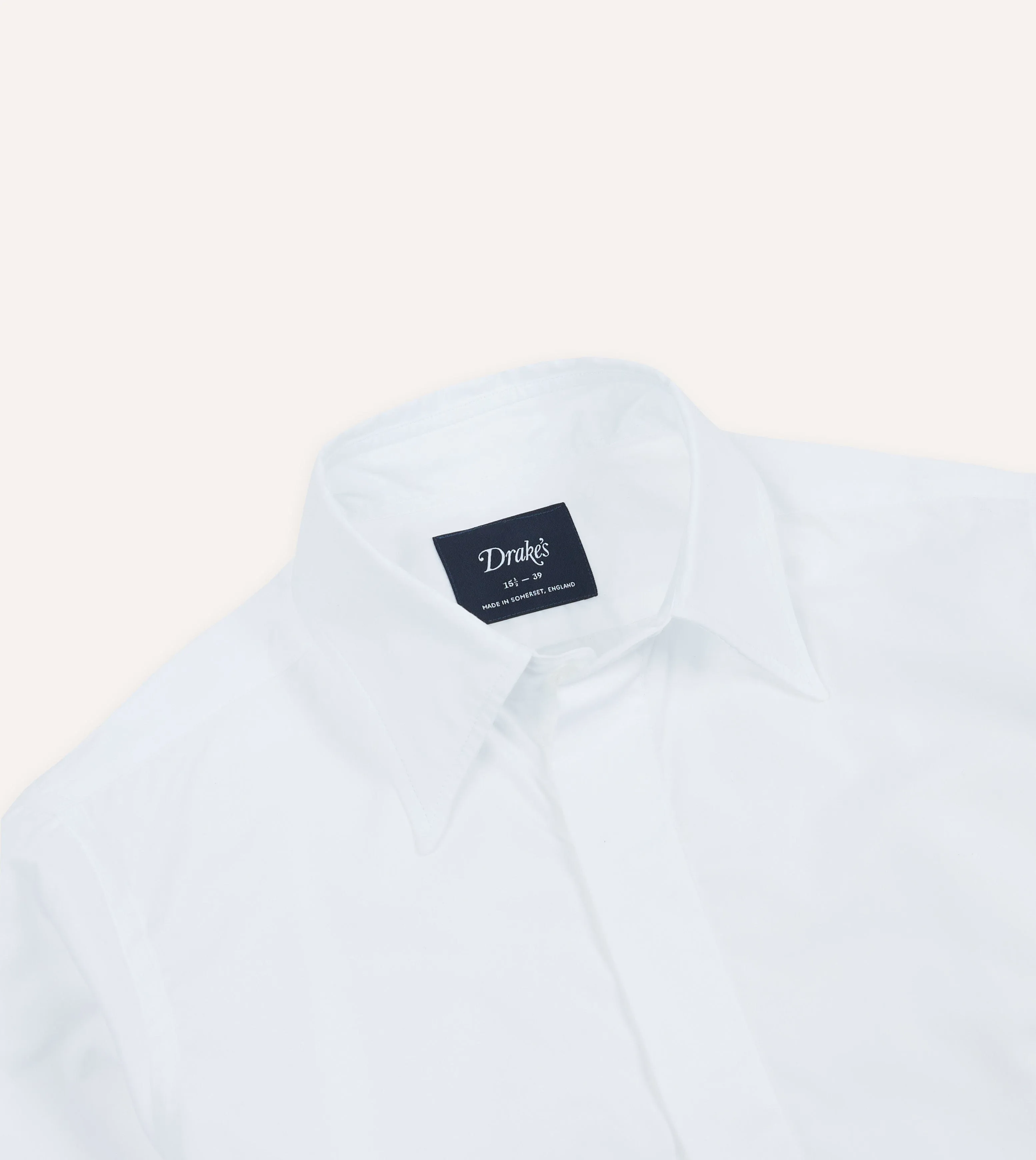 White Cotton Long Point Collar Dinner Shirt Leather combination Classic Crew Neck