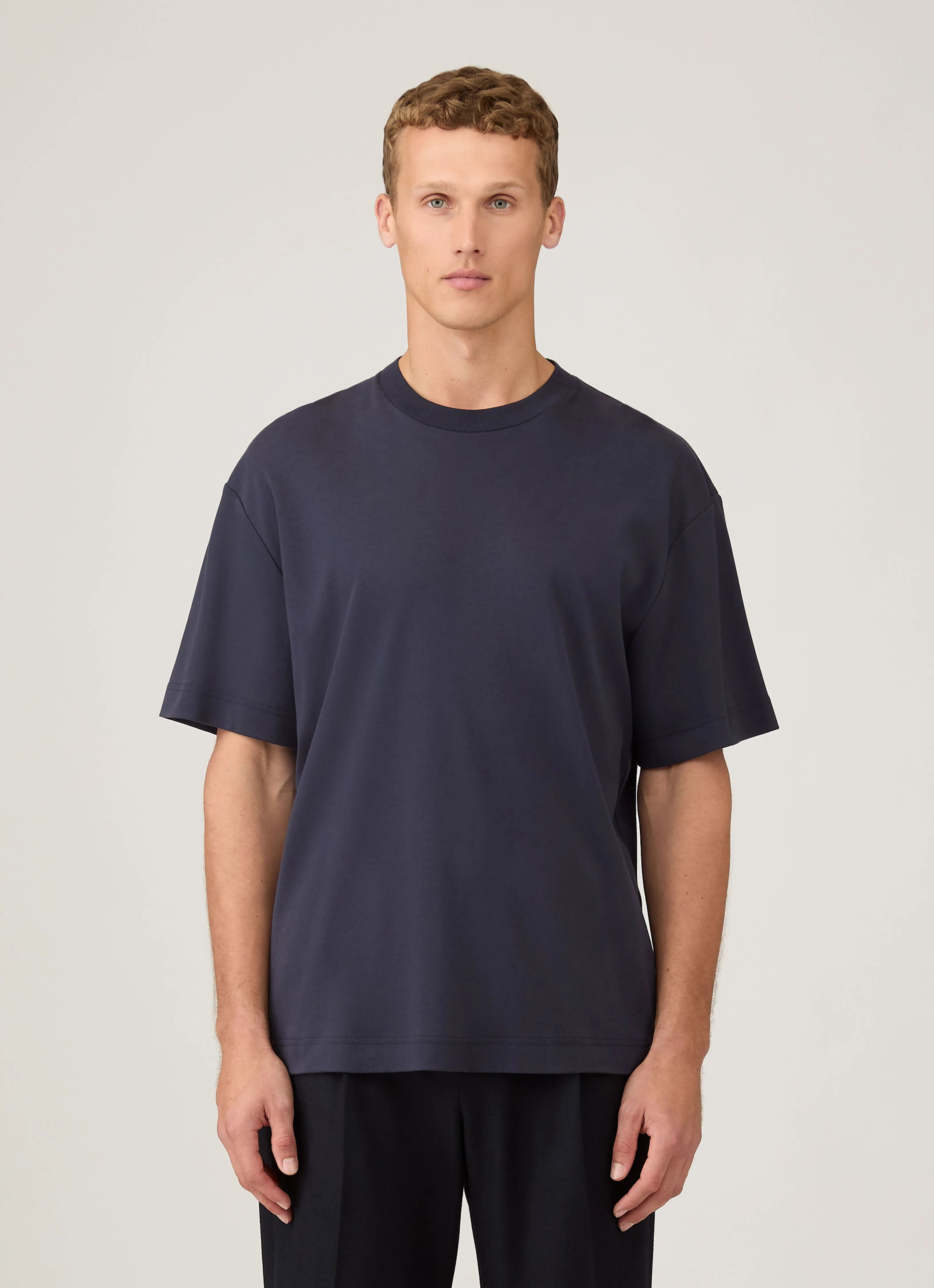 Men's Oversized Heavyweight T-shirt in Navy Comfort Stretch