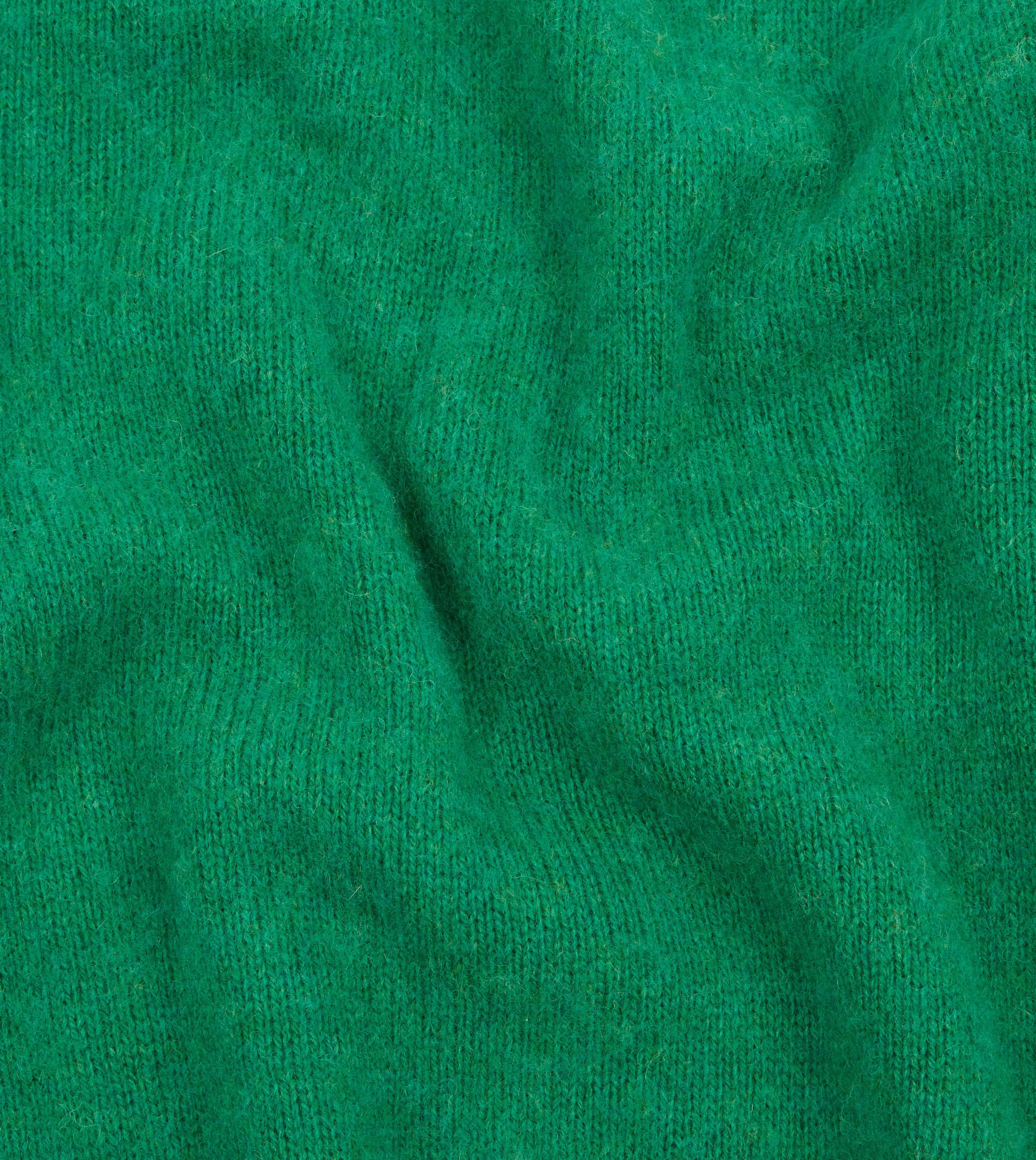 Green Brushed Shetland Crew Neck Jumper Versatile Trend