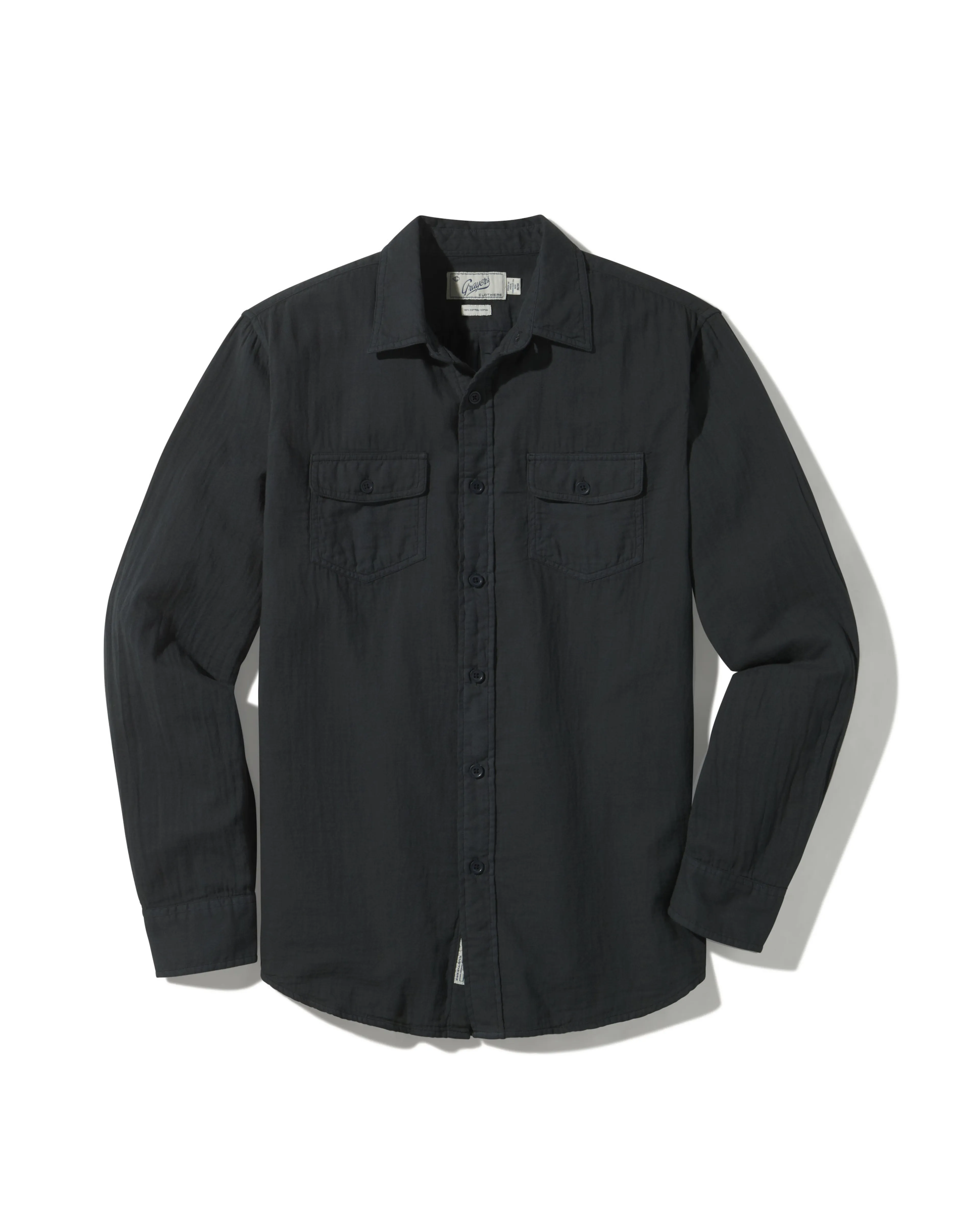 Brando Lightweight Double Cloth Shirt - Washed Black Sleek Waist Timeless Appeal