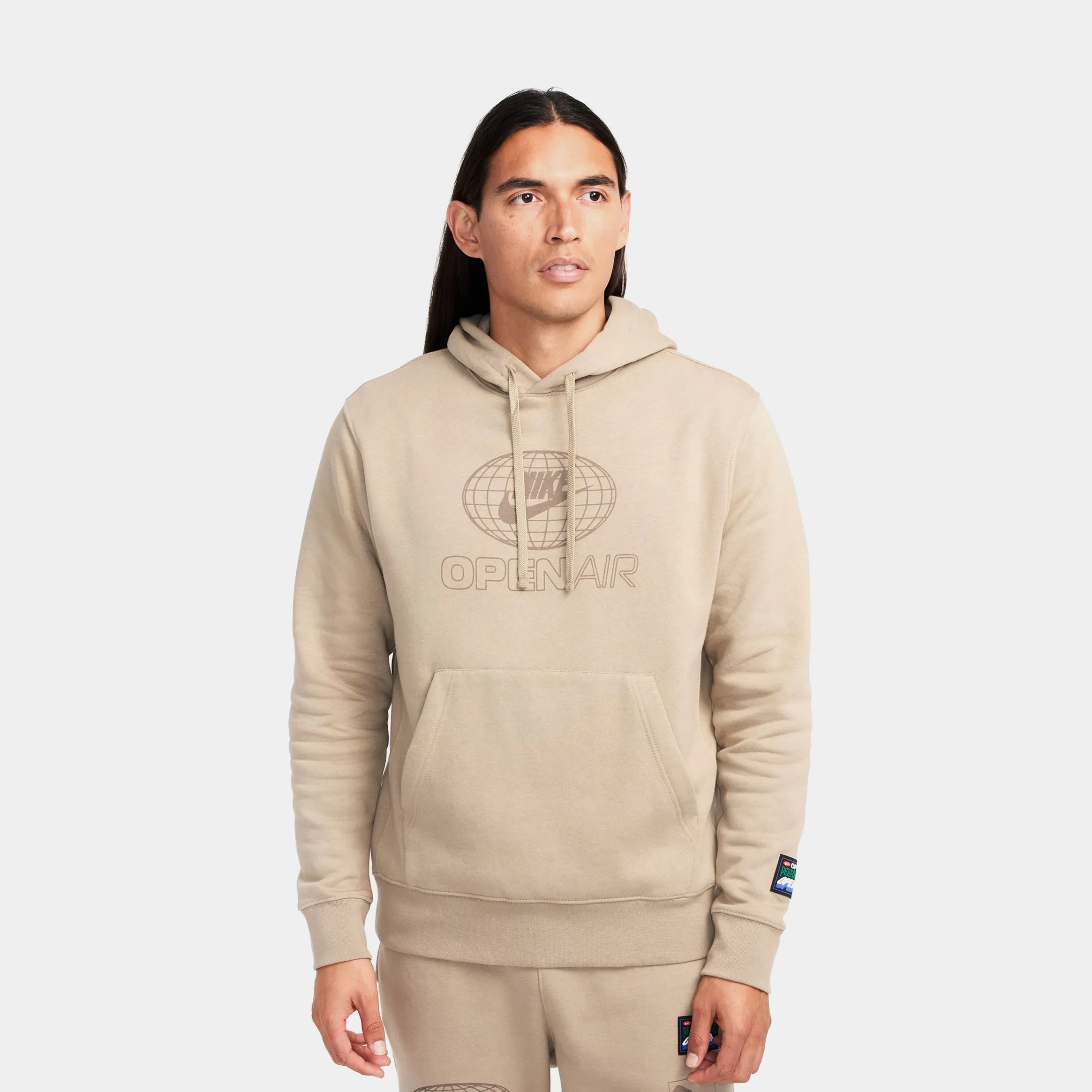 Cozy Clothing Style NSW Club Open Air Pullover Mens Hoodie (Khaki/White)
