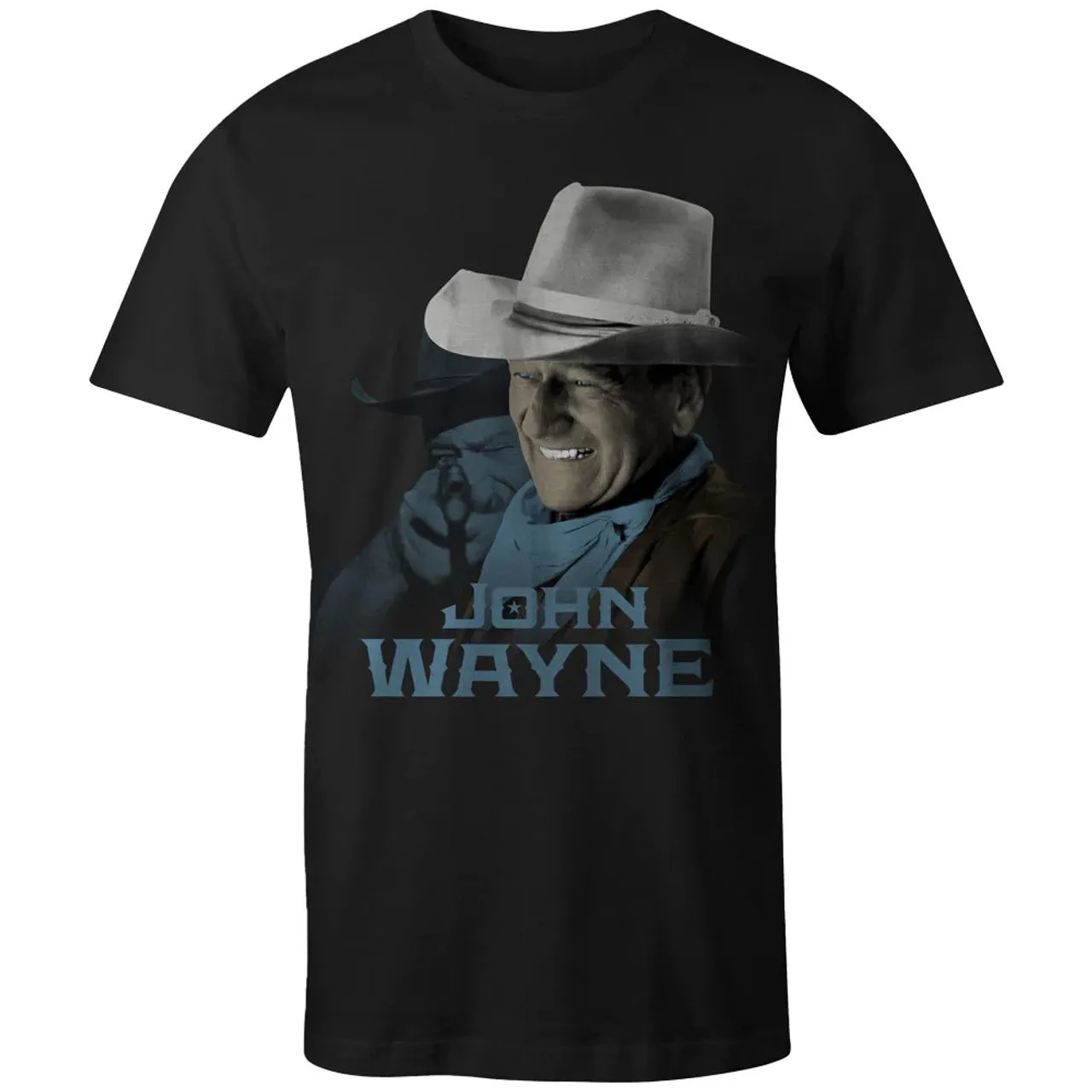 Hooey John Wayne Black Crew Neck T-Shirt Garment Dyed Finish
