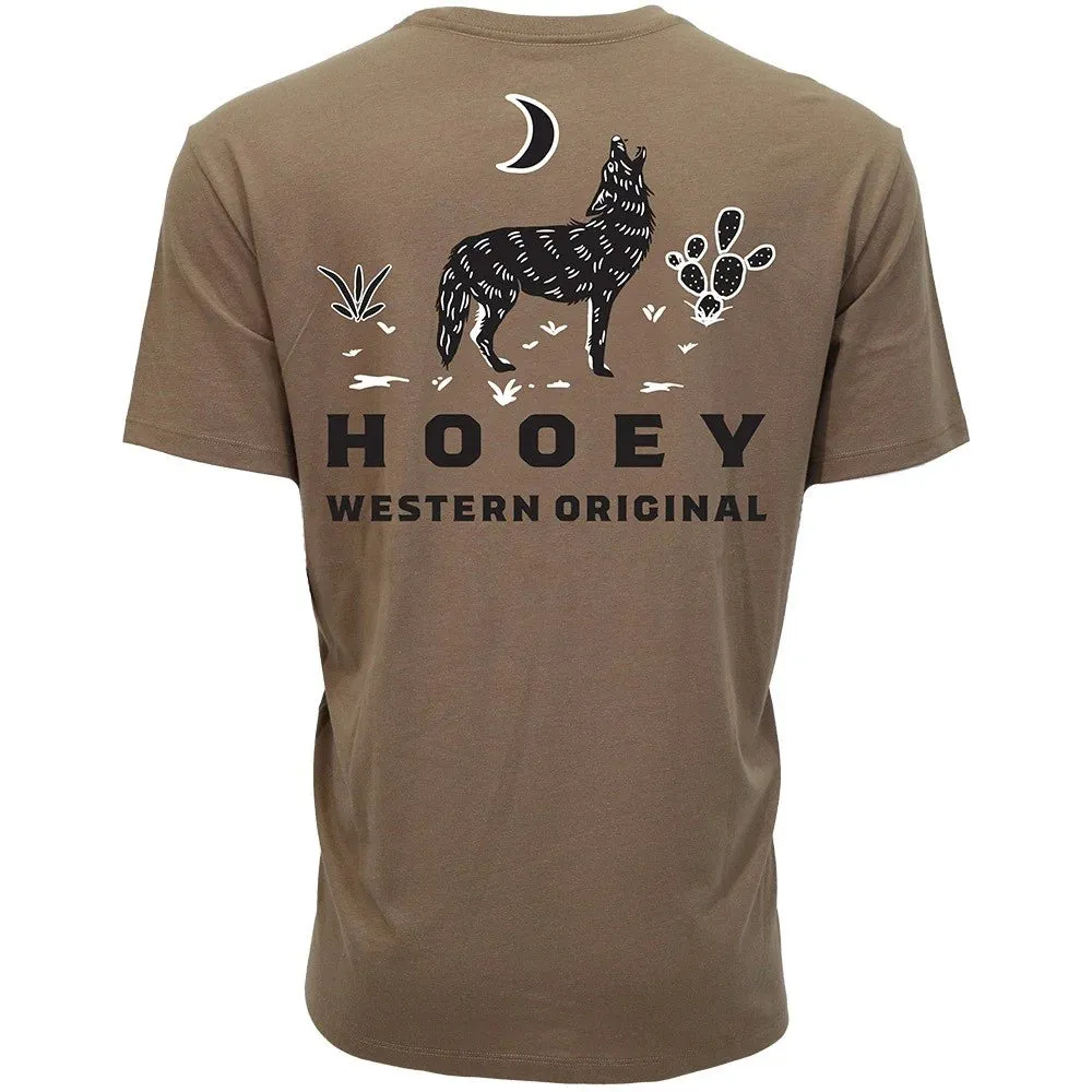Hooey Men's Coyote Graphic Tee in Shitake Brown Casual Comfort
