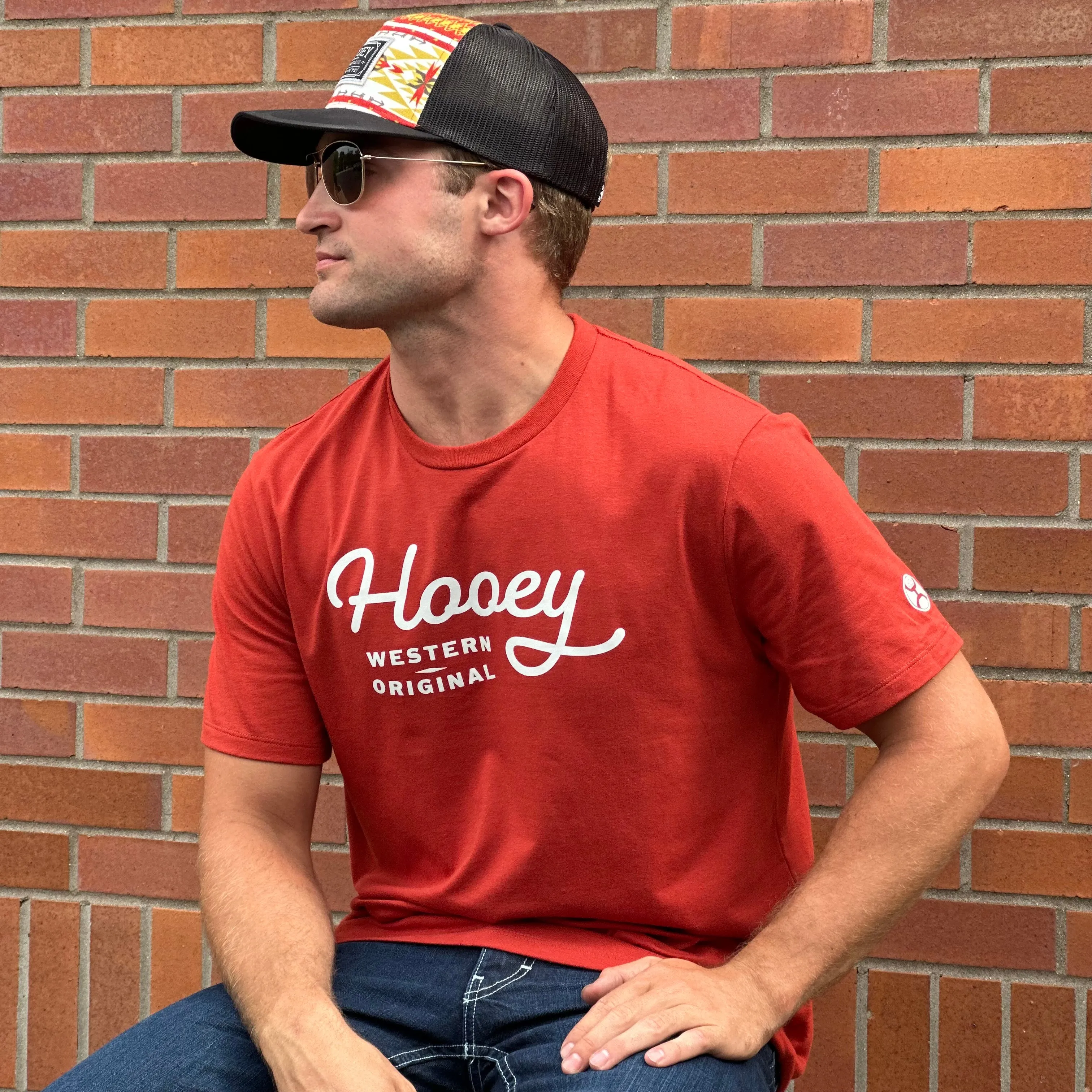 Light Casual Wear Hooey Men's OG Logo Tee in Crimson