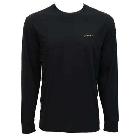 Hooey Men's Rank Stock Logo Long Sleeve Tee in Black Light Comfort Style cotton material