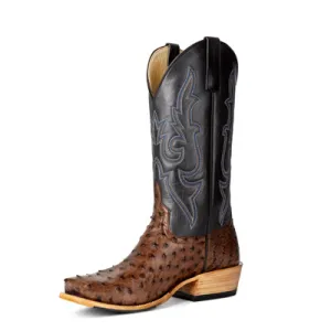 Horse Power Men's Kango Tobacco Full Quill Ostrich Western Boot Walk Support