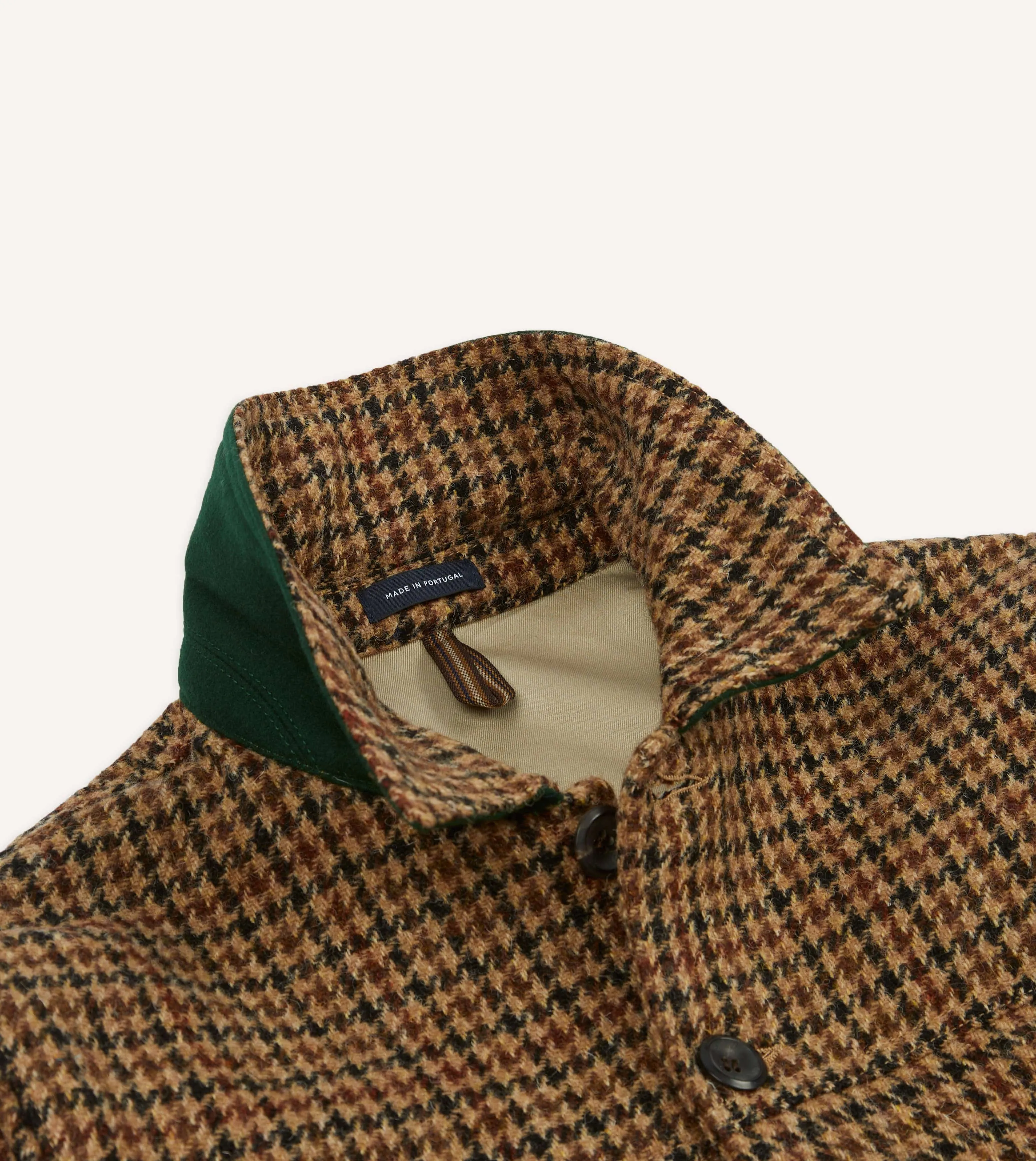 Houndstooth Check Harris Tweed Donkey Jacket Removable Hood