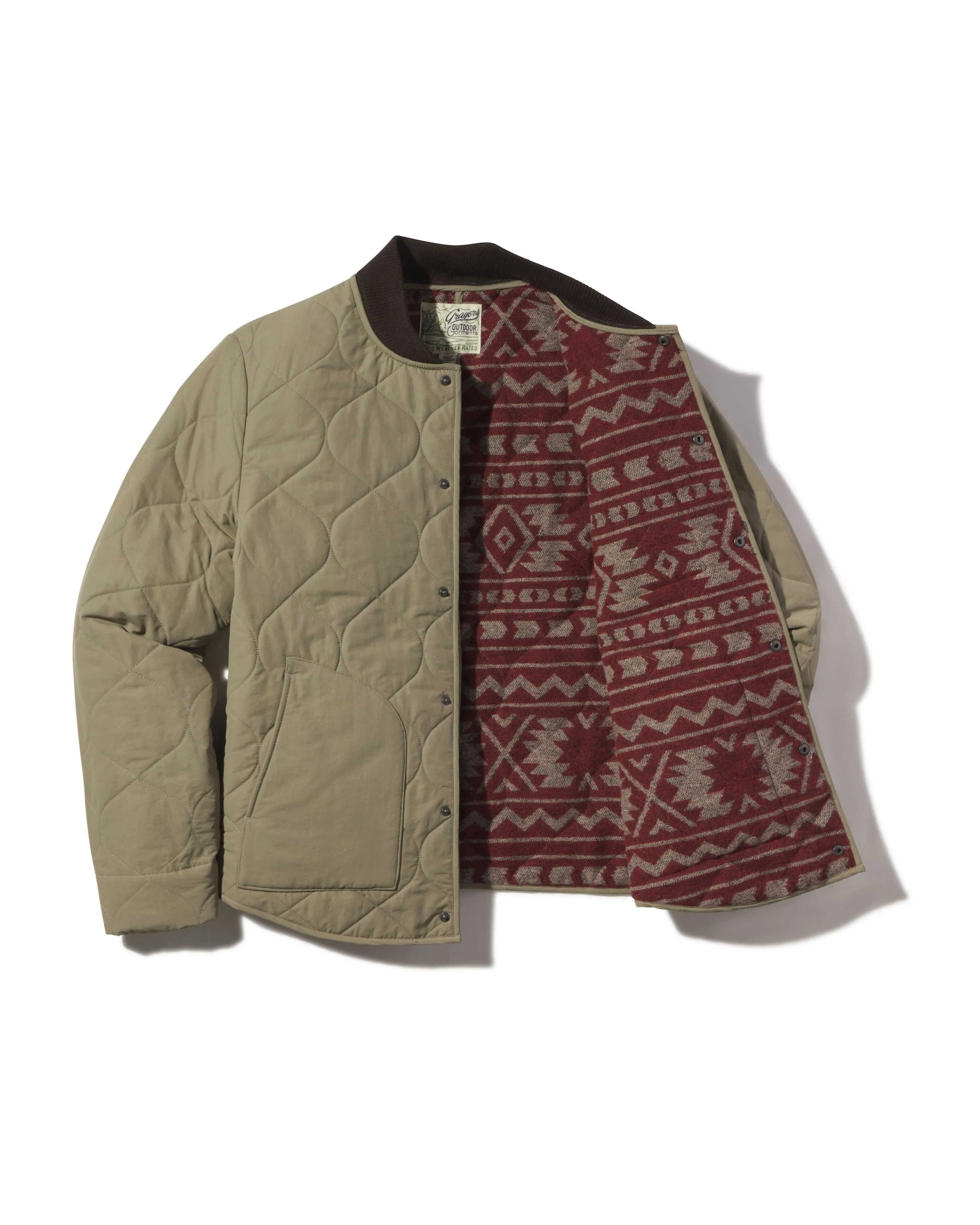 Quick Access Pockets Adjustable Drawstring Waist New Daines Quilted Bomber - Dusty Olive