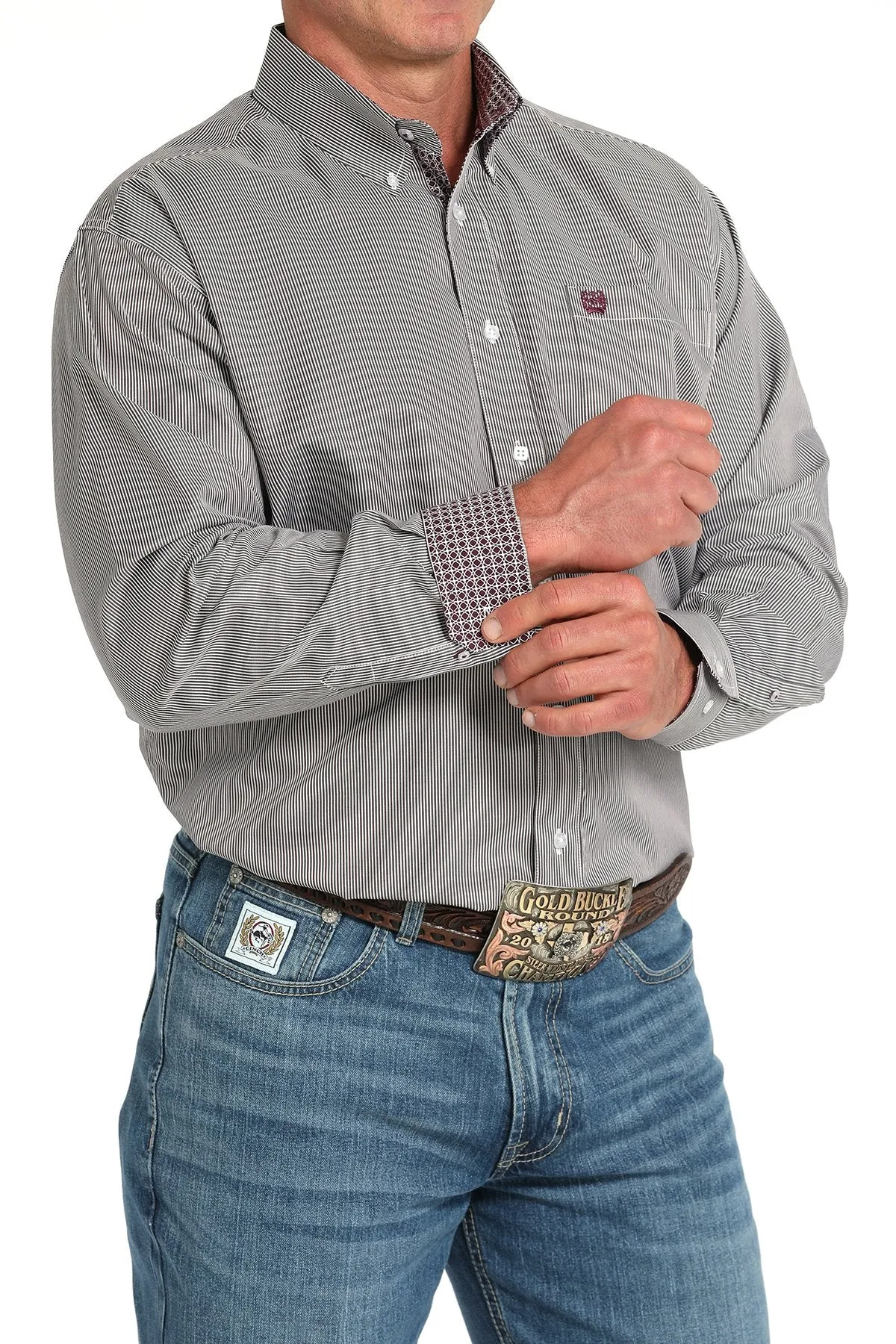 Sporty Vibe Cinch Men's Tencel? L/S Multicolor Striped Button-Down Western Shirt