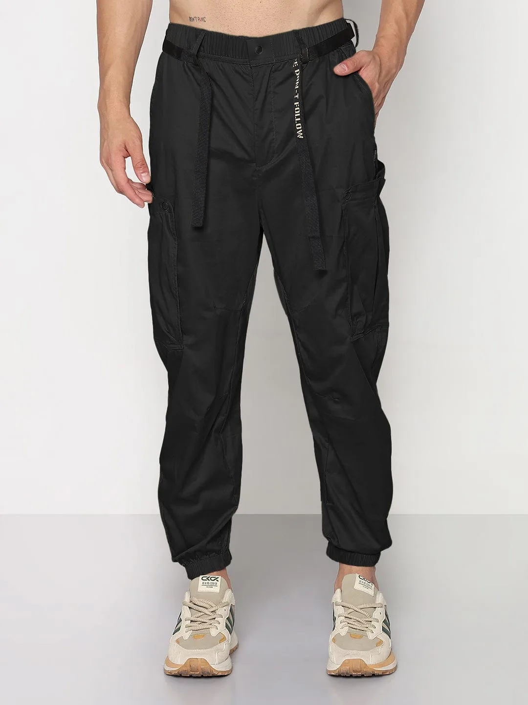Men's Black Relaxed Fit Cargos Everyday Essential City Ready