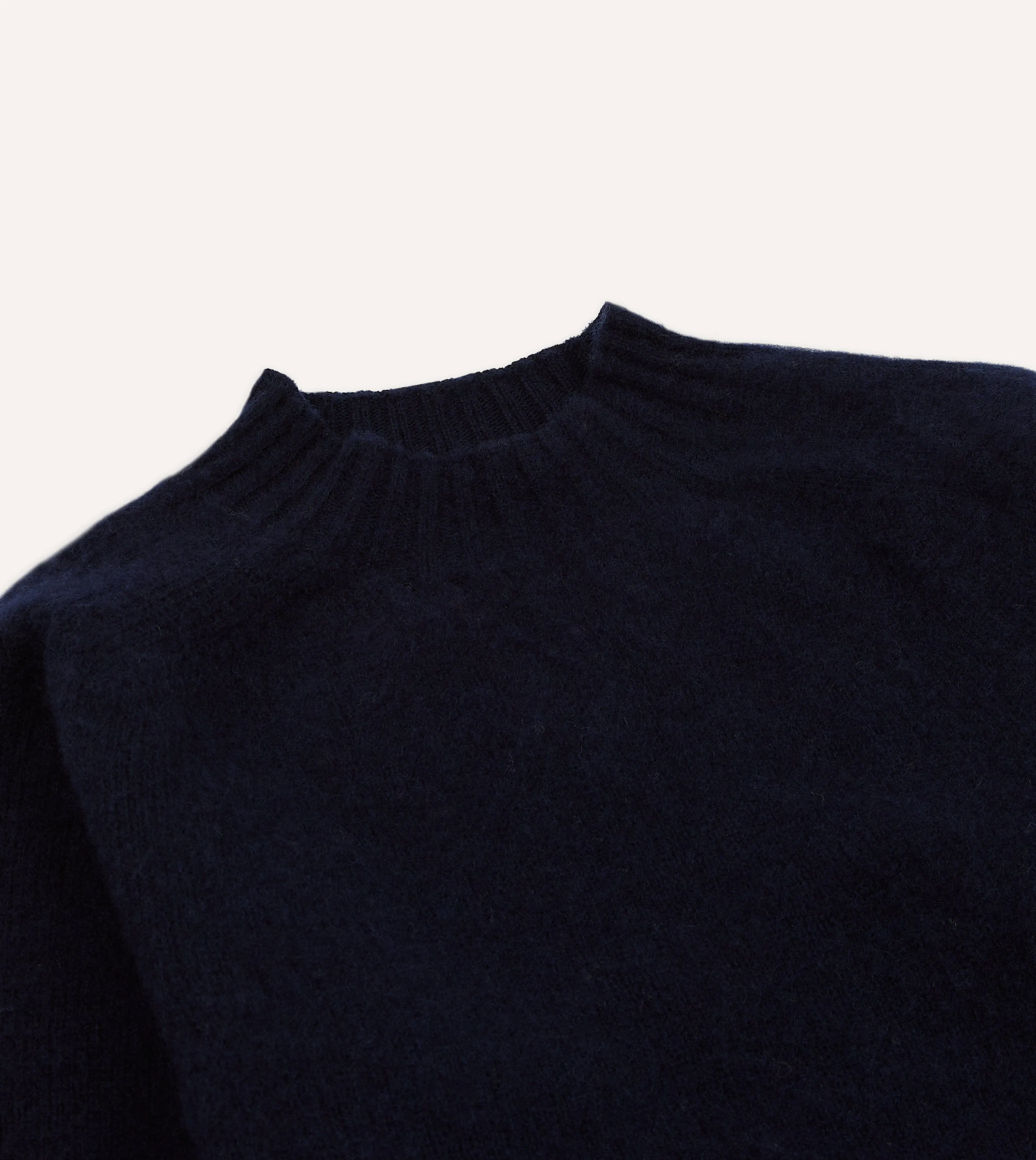 Navy Brushed Shetland Mock Neck Jumper simple design