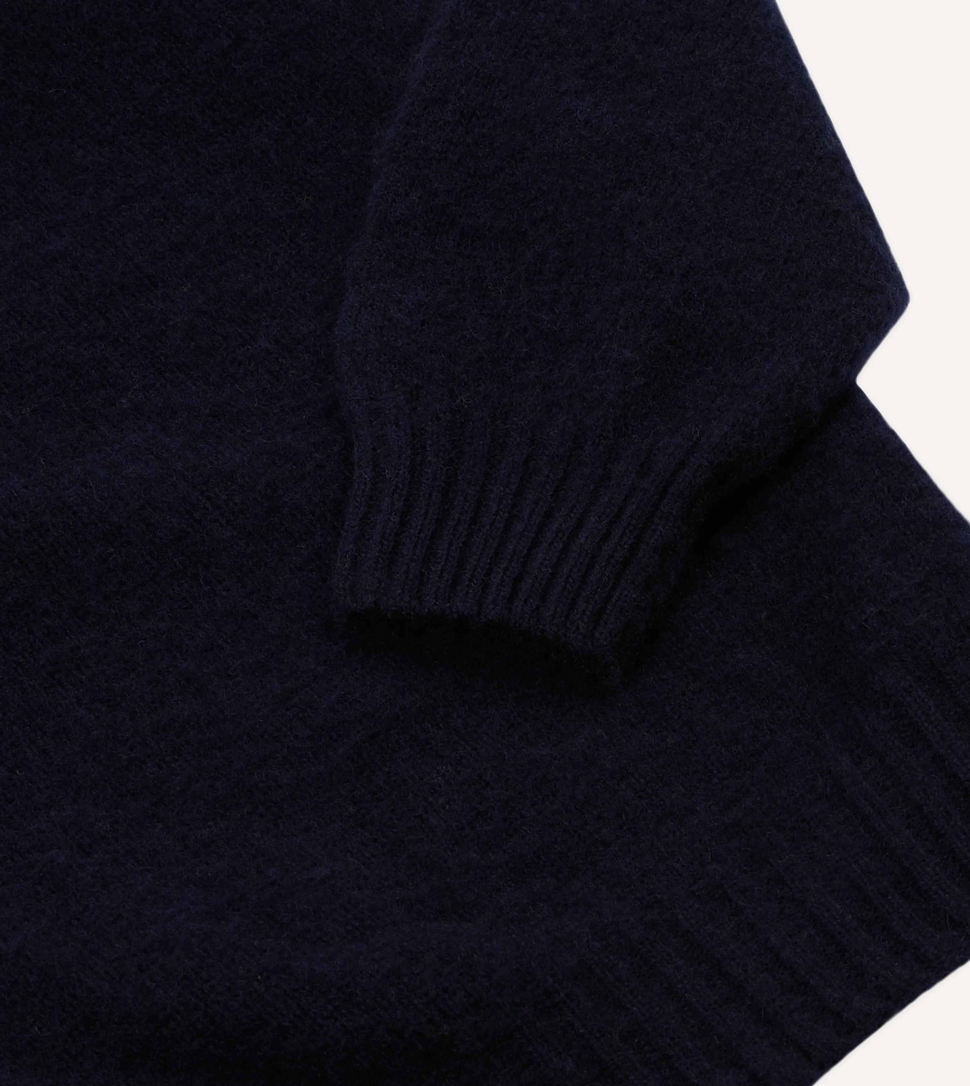 Daily Favorite YarnDyed Stripes Navy Brushed Shetland Mock Neck Jumper