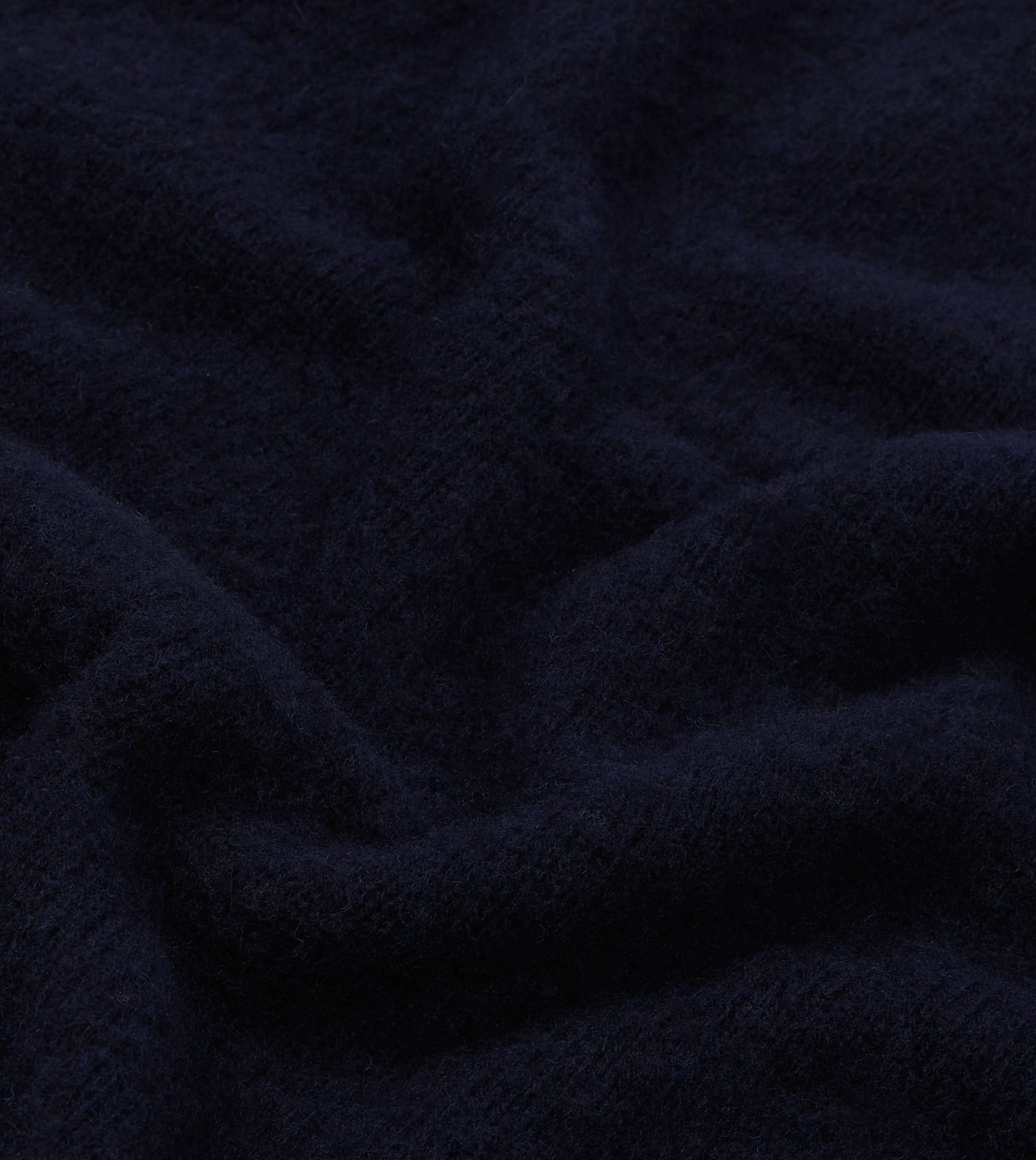 Navy Brushed Shetland Mock Neck Jumper Lightwear Look Recycled Polyester