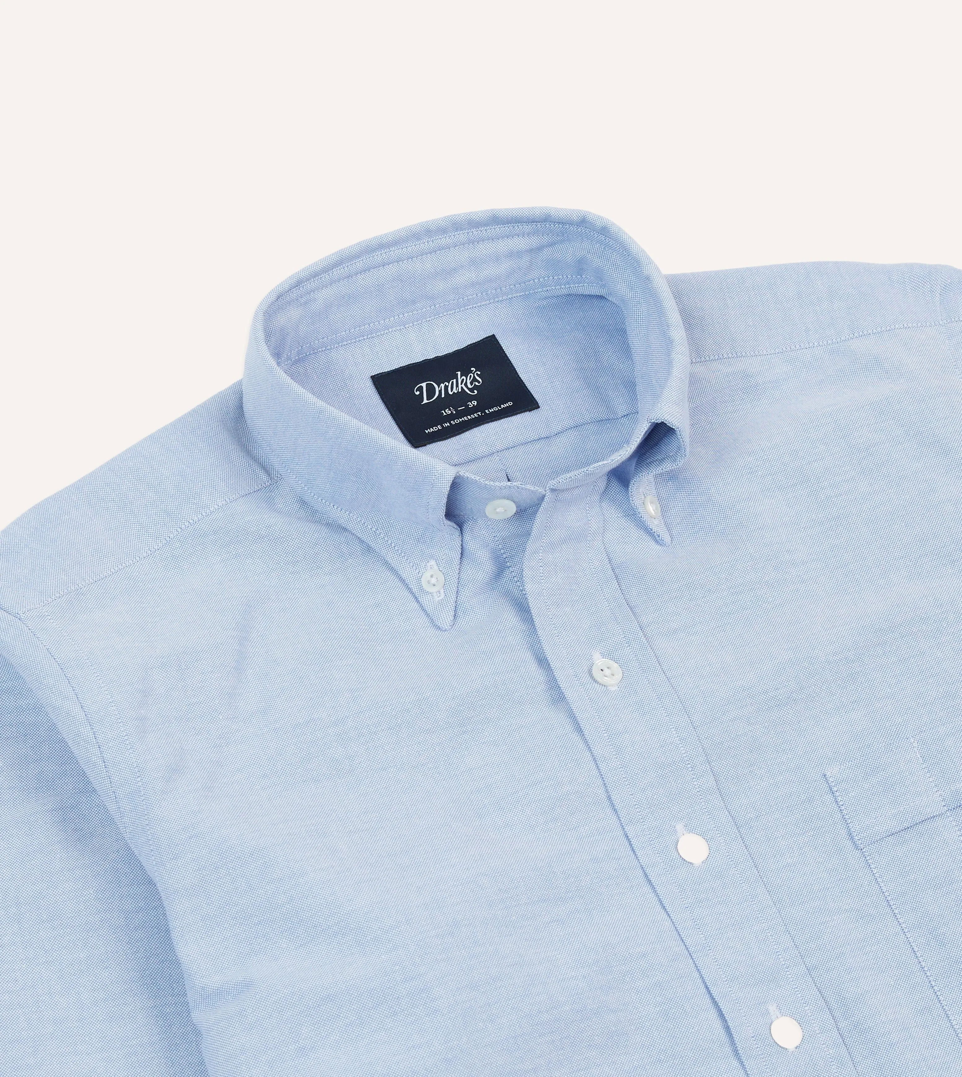 Seasonal Smart Ice Blue Cotton Oxford Cloth Button-Down Shirt