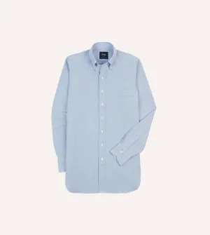 Ice Blue Cotton Oxford Cloth Button-Down Shirt V neck Comfy Flex