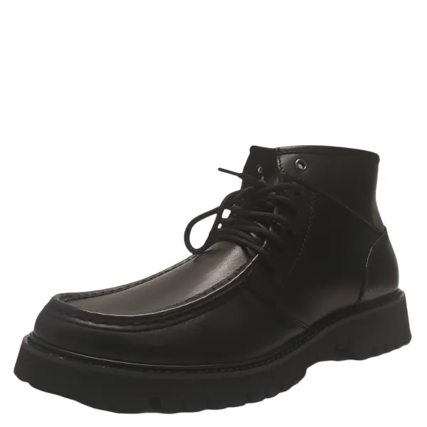 INC International Concepts 10010853600 Chunky Boots Men's Black Leather MZAA7 Patent Shine Urban Daywear