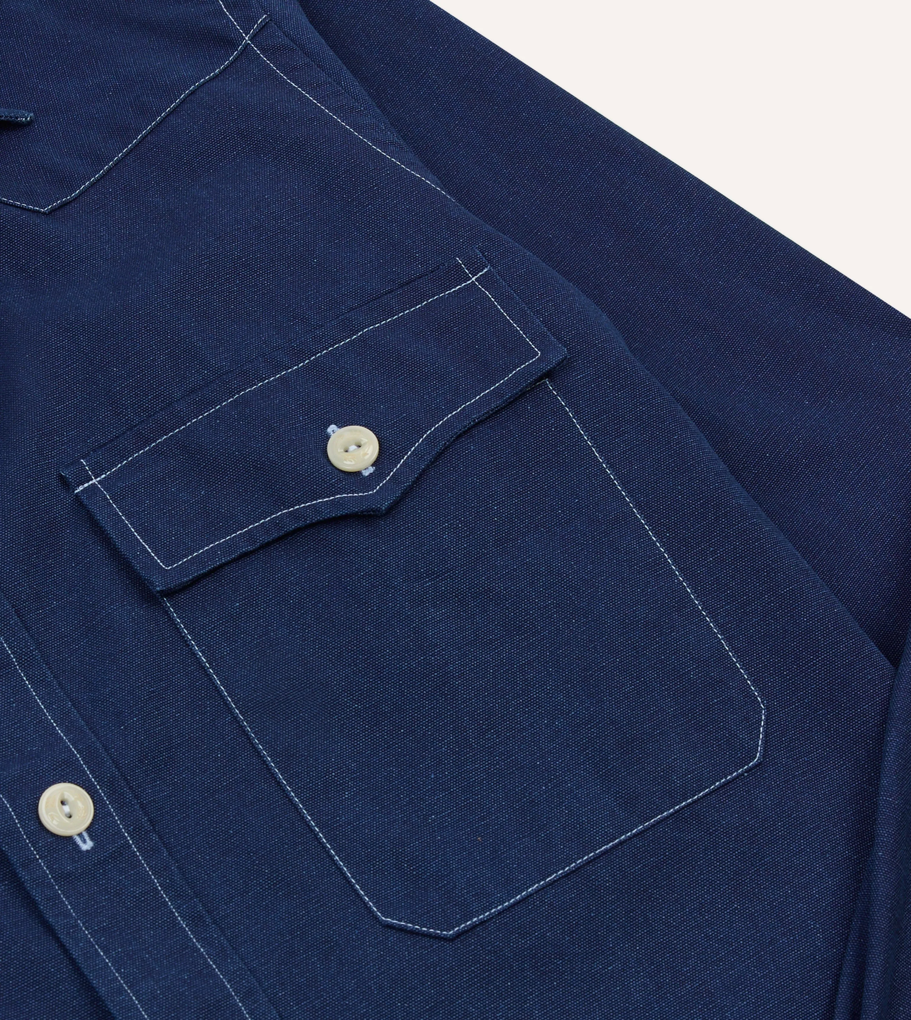 Indigo Canvas Two-Pocket Western Shirt Heathered Fabric