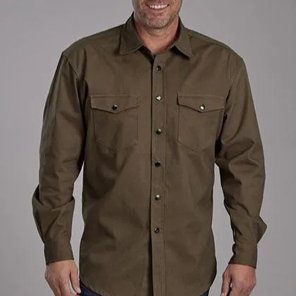 Roper Men's L/S Brushed Twill Solid Western Snap Shirt (Available in 4 Color Choices) Hypoallergenic Textile Lightweight Material