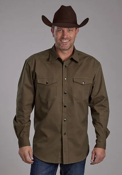 Layered Shoulder Design On-the-Go Fashion Roper Men's L/S Brushed Twill Solid Western Snap Shirt (Available in 4 Color Choices)