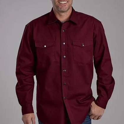 Sustainable Dye Process Roper Men's L/S Brushed Twill Solid Western Snap Shirt (Available in 4 Color Choices)