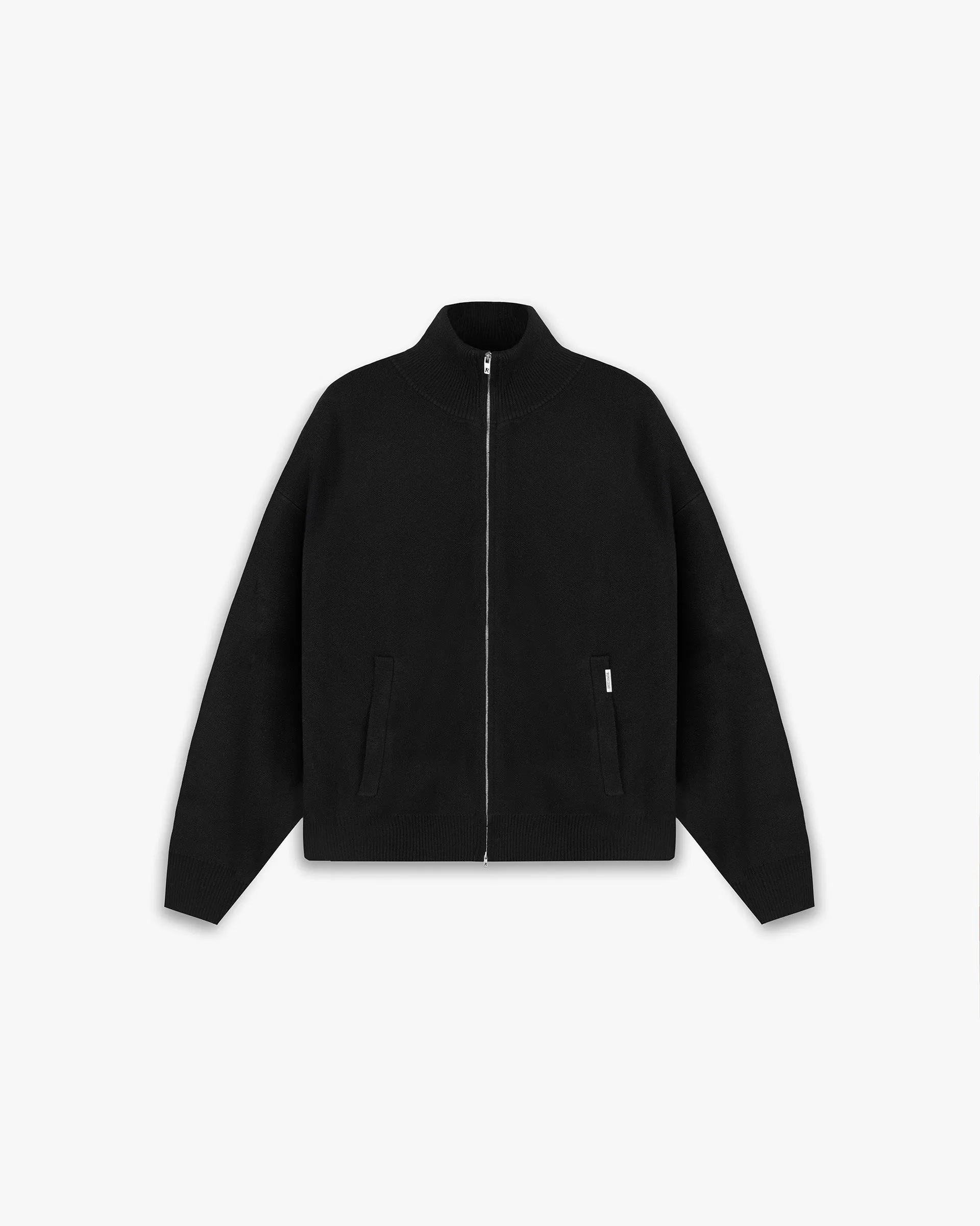 Initial Knitted Track Jacket - Jet Black Seasonless Style Touch Of Soft