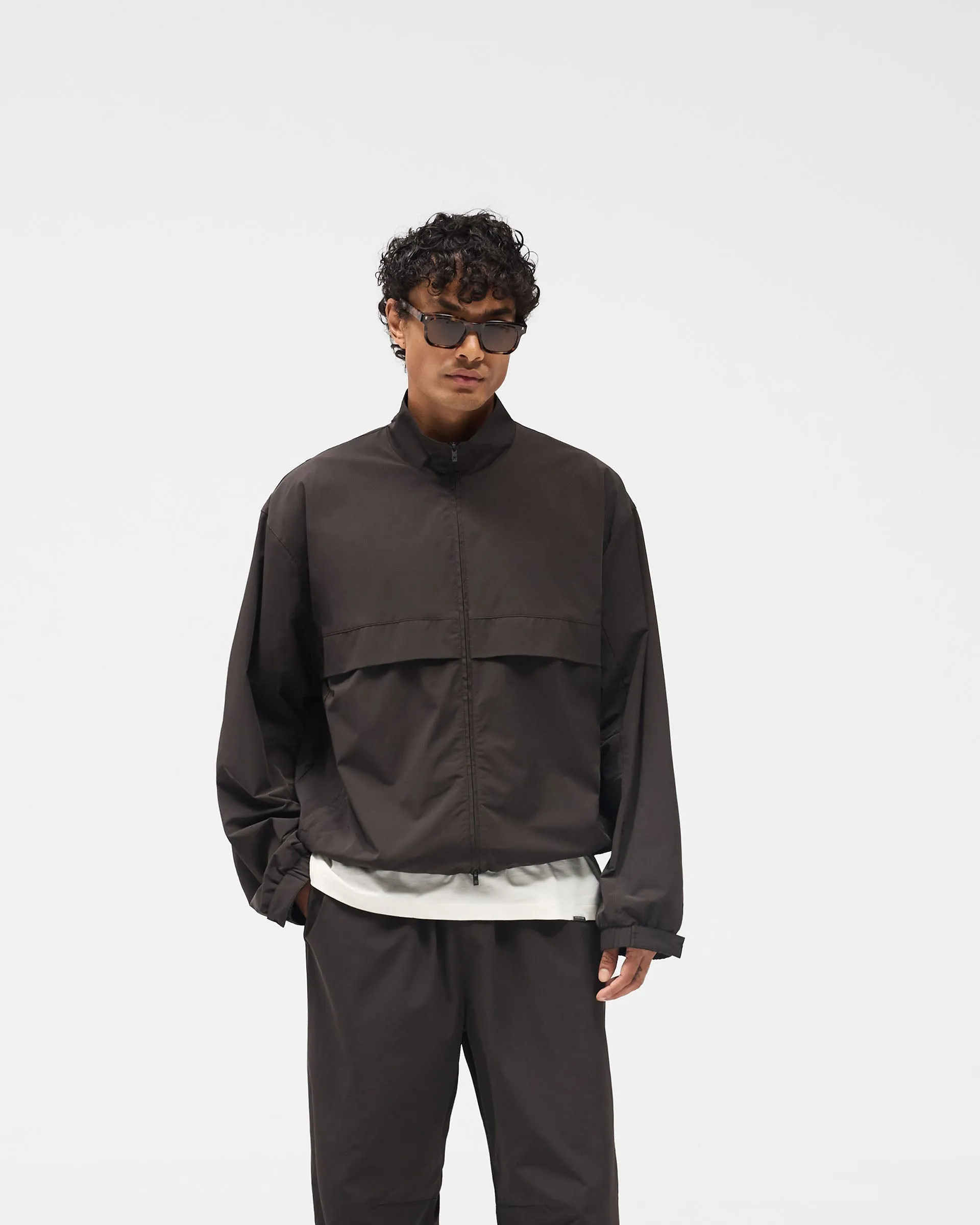 Initial Nylon Track Jacket - Coffee Buttery Soft Handfeel