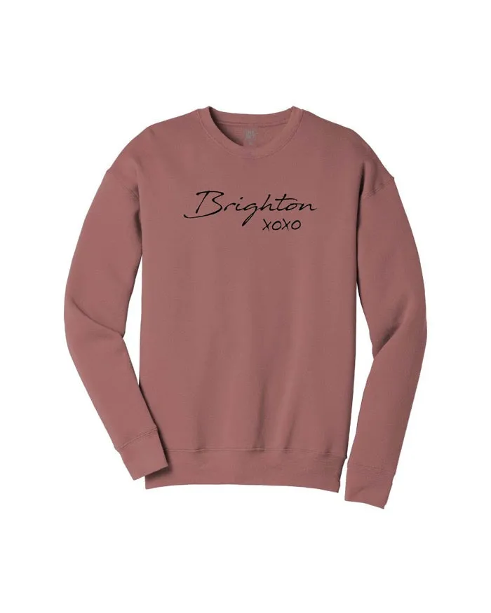 Chilly Weather Style windproof Ink Detroit Brighton XOXO Crewneck Sweatshirt - Mauve