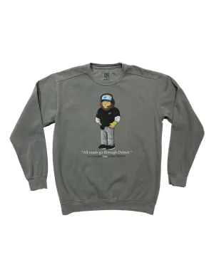 Ink Detroit - Dan Campbell Lion Crewneck Sweatshirt - Pigment dyed Grey Concert wear