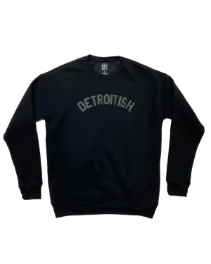 suitable for gifts Workout Gear Ink Detroit Detroitish Crewneck Sweatshirt - Black on Black