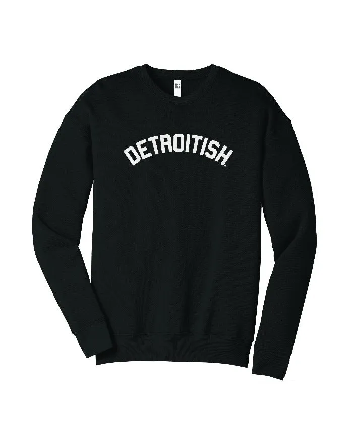 Sporty Fashion Side Pockets Ink Detroit Detroitish Crewneck Sweatshirt - Black