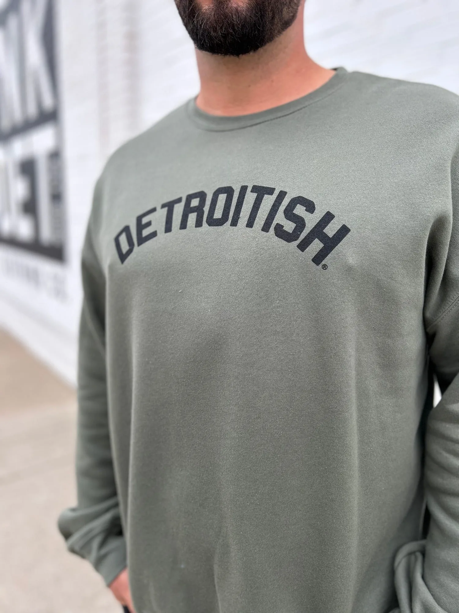 Ink Detroit Detroitish Crewneck Sweatshirt - Military Green Fashion Essential Animal Print