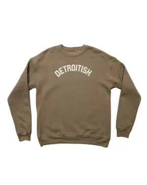Streetwear Fashion Embroidered Logo Ink Detroit Detroitish Crewneck Sweatshirt - Tan