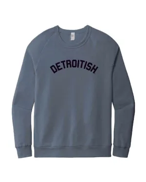 Hoodie Style Ink Detroit Detroitish French Terry Crewneck Sweatshirt - Washed Denim Blue