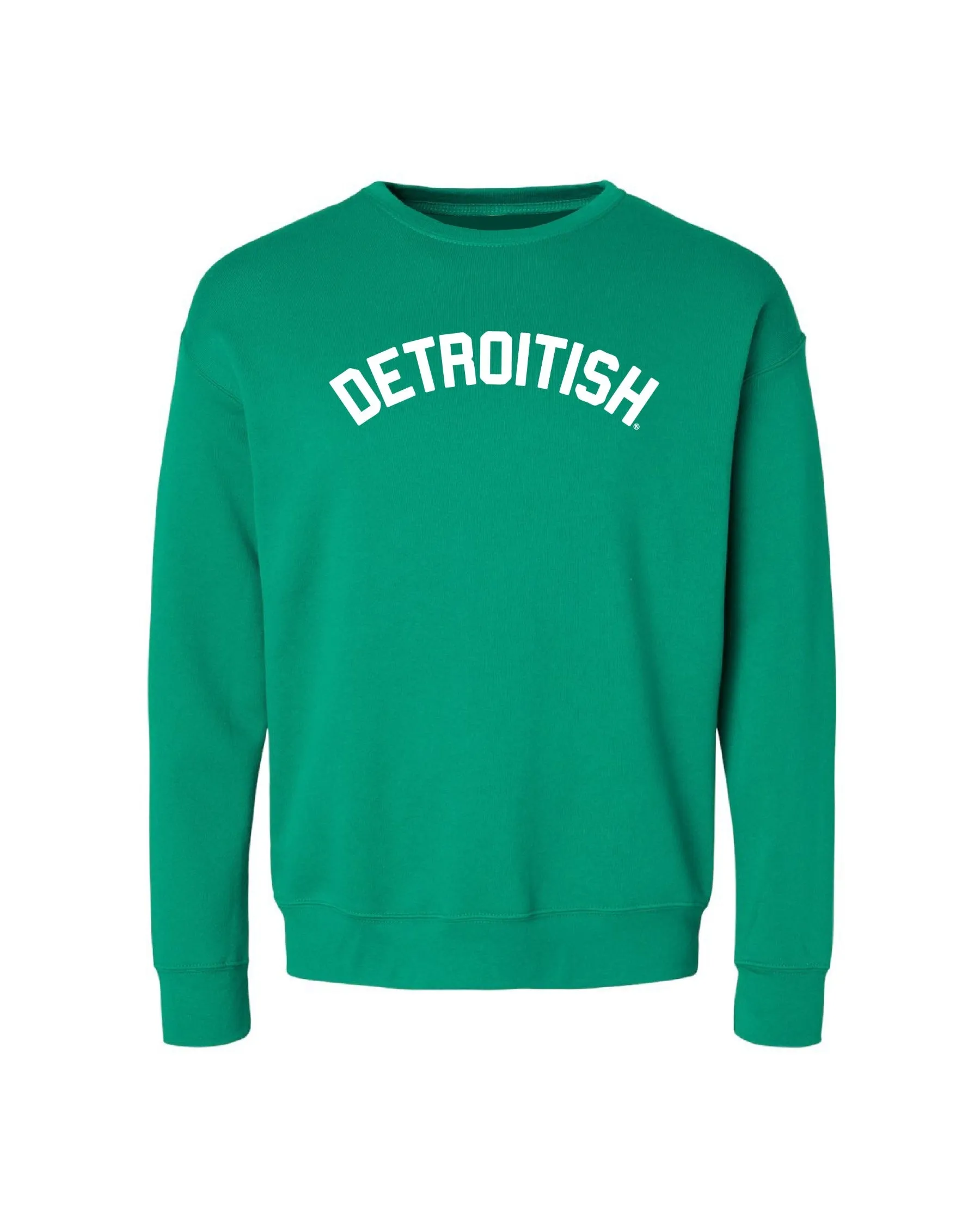 Adventure Ready Fashionable Design Ink Detroit - Detroitish - Kelly Green Crewneck