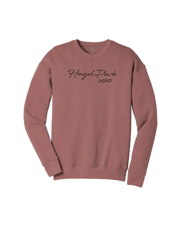 Ink Detroit Hazel Park XOXO Crewneck Sweatshirt - Mauve family wear Trendy Streetwear