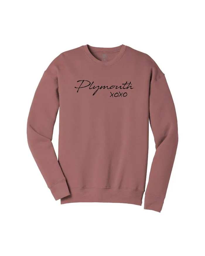 Workout Gear non hooded Ink Detroit Plymouth XOXO Crewneck Sweatshirt - Mauve