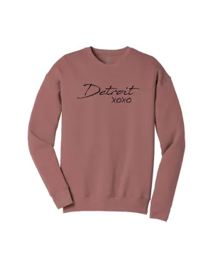 Ink Detroit XOXO Crewneck Sweatshirt - Mauve Sporty Look Semi Formal
