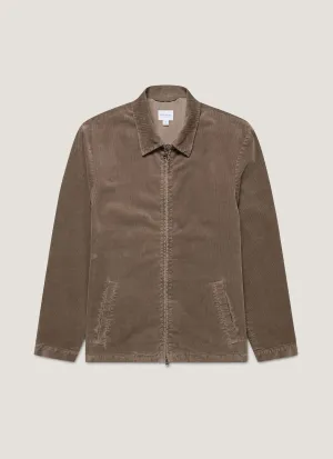 Sleek Comfort Wrinkle Resistant Men's Corduroy Harrington Jacket in Bark