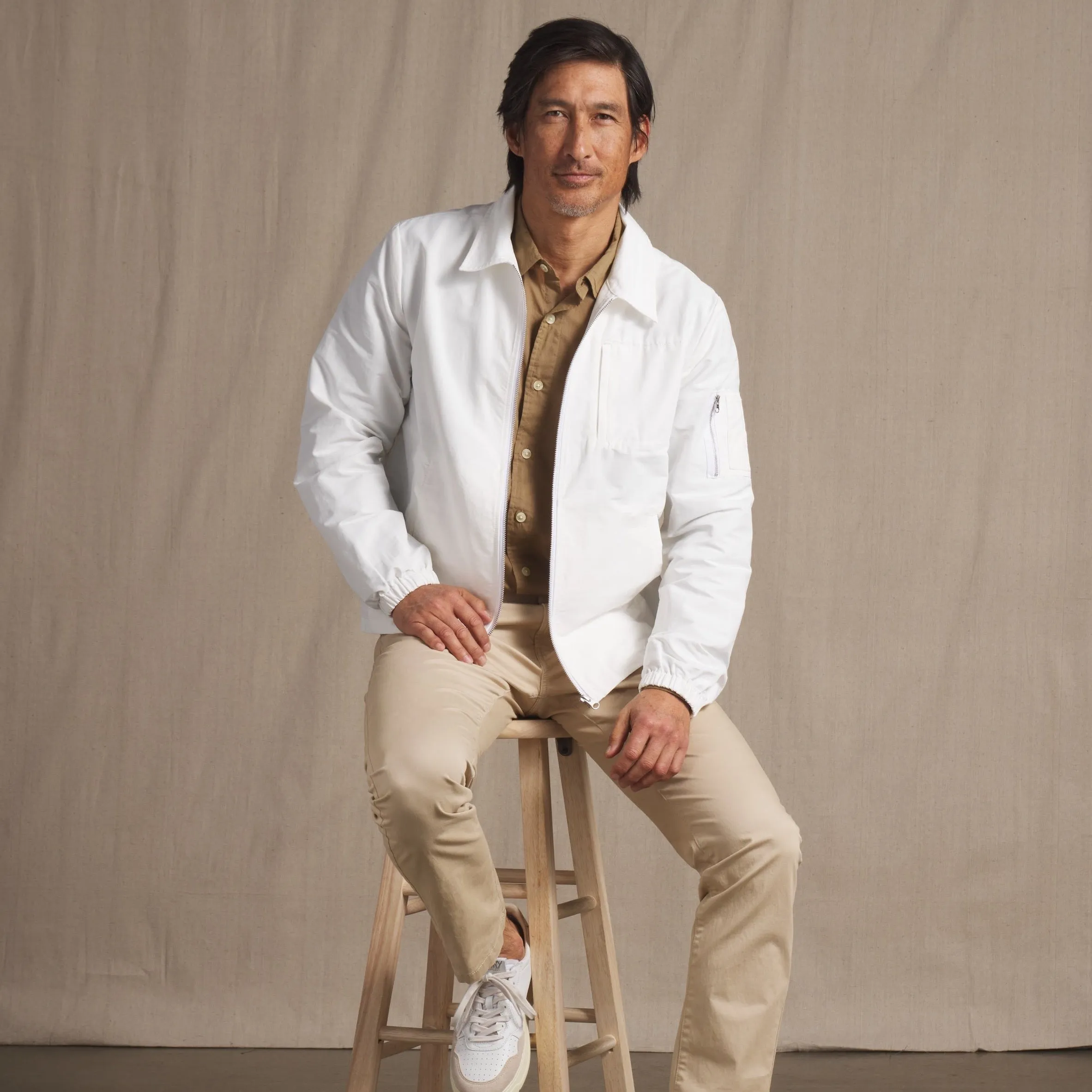 Rain Guard J. Stark Cotton Nylon Windbreaker - White