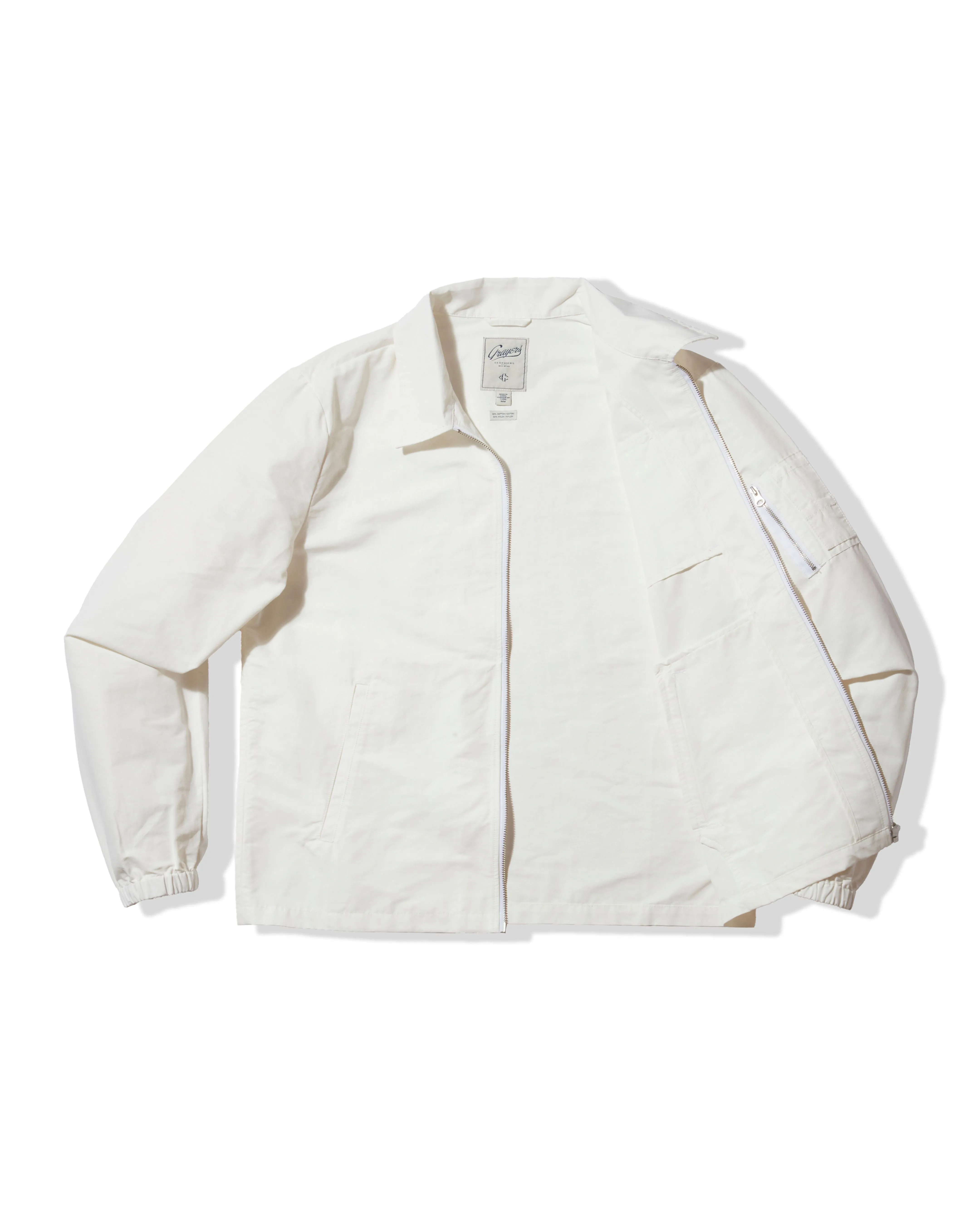 J. Stark Cotton Nylon Windbreaker - White Flexible Elasticity