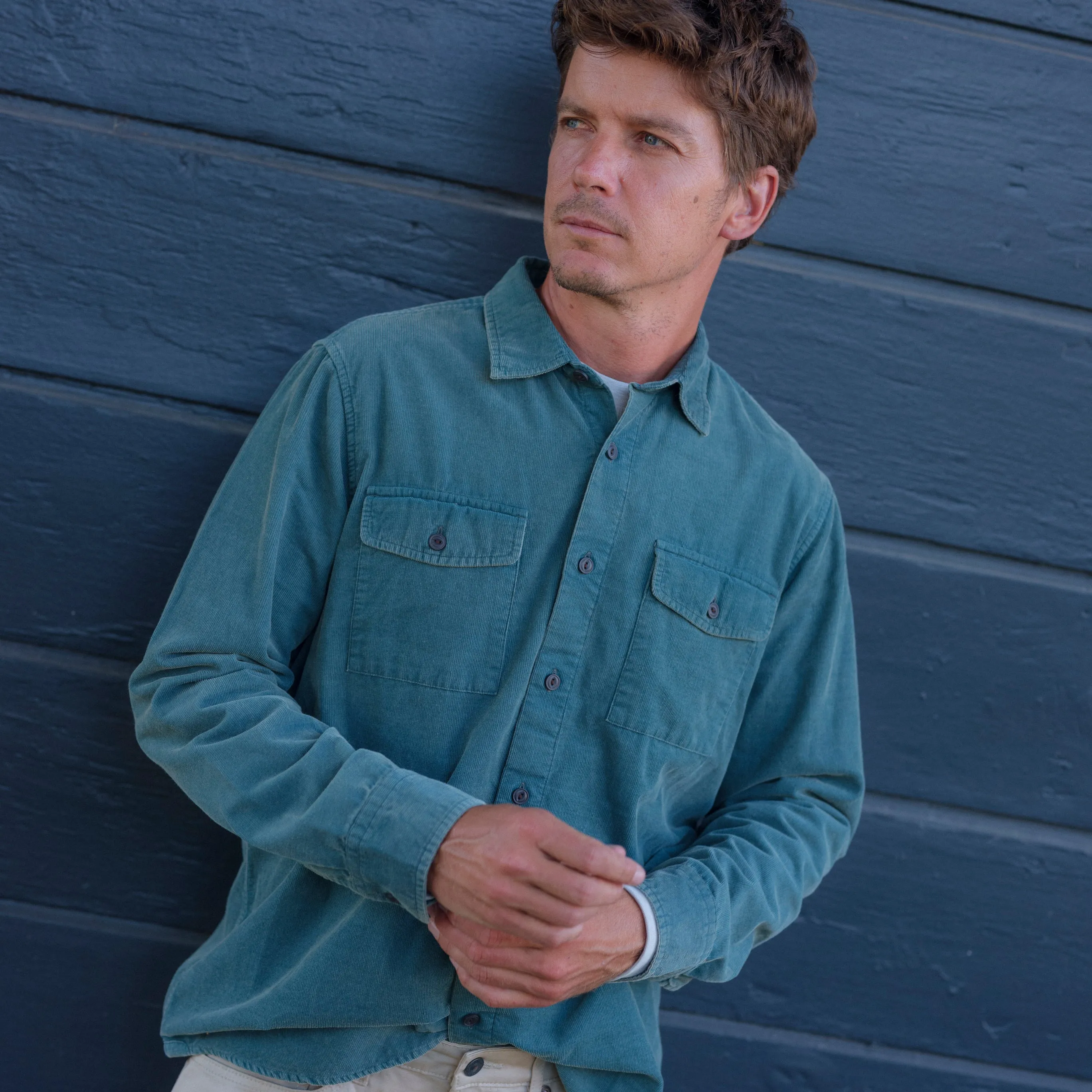 Jeremiah Vintage Garment Dyed Shirt - Teal Sporty Flex Flexible Fit Design