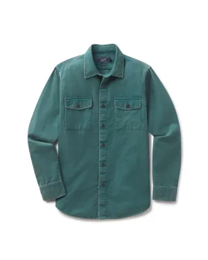 Smart Casual Look Cozy Wardrobe Jeremiah Vintage Garment Dyed Shirt - Teal