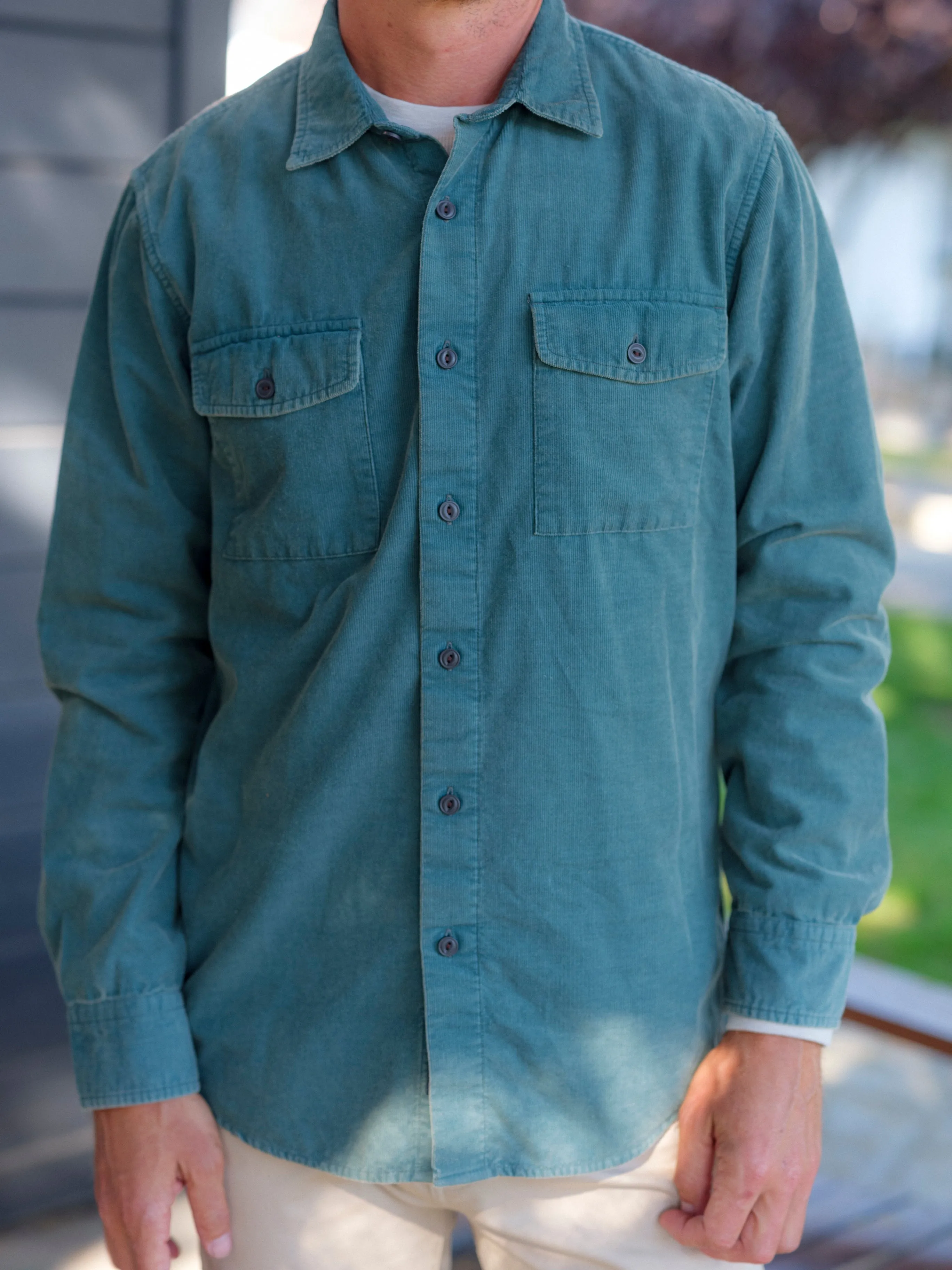 Jeremiah Vintage Garment Dyed Shirt - Teal StretchFabric