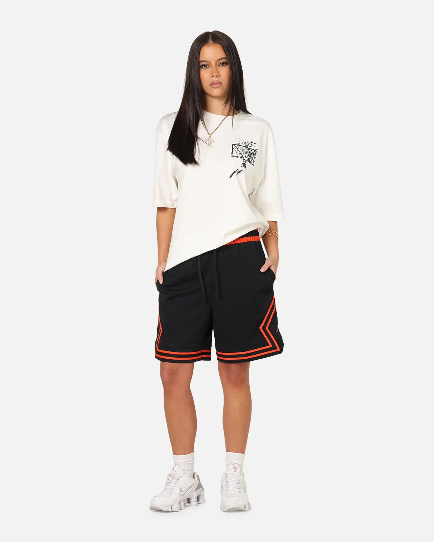 Jordan Dri-FIT Mesh Diamond Shorts Black/Orange Relaxed Vibe