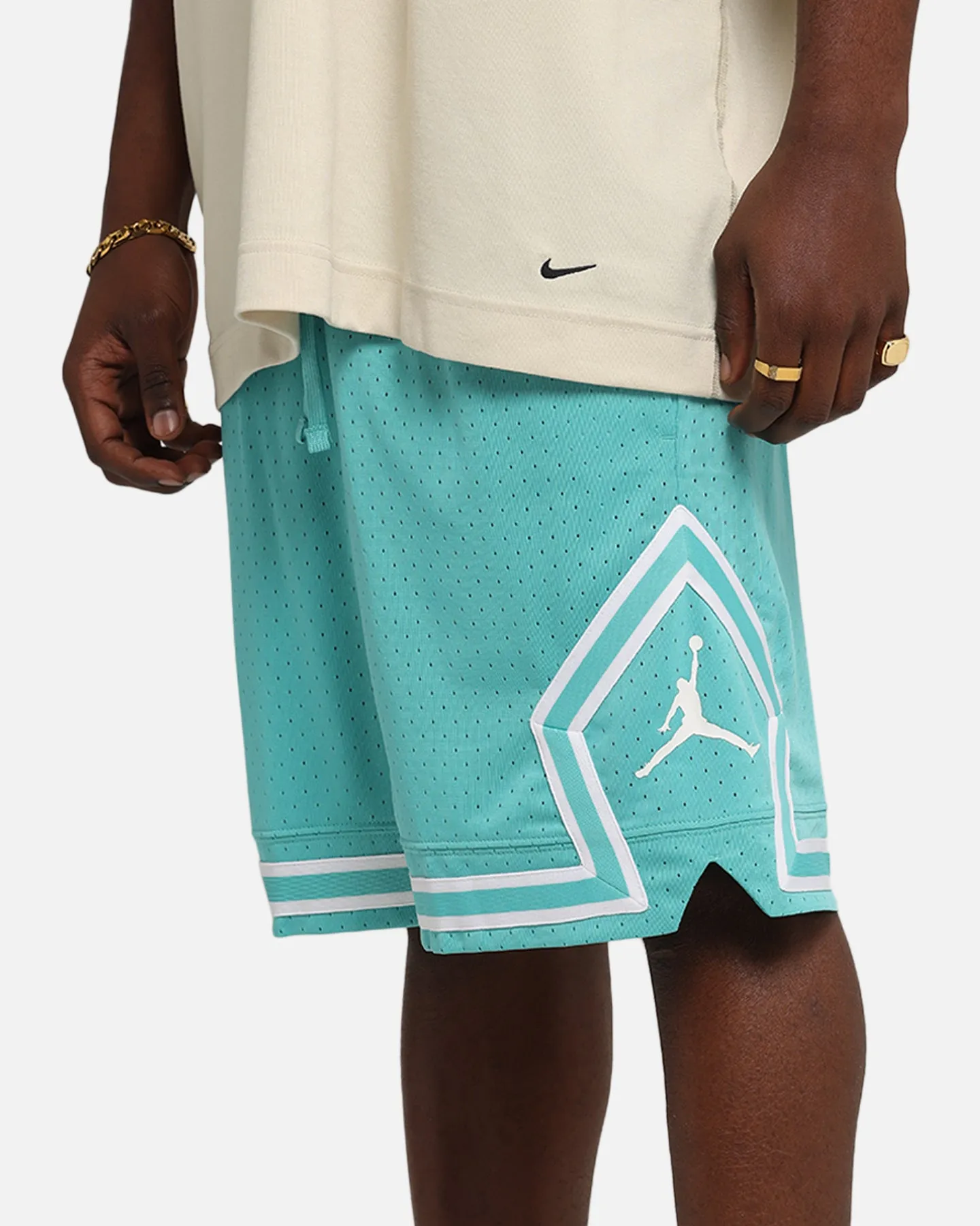 Jordan Dri-FIT Sport Diamond Shorts Teal/White Breathable Comfort Fit